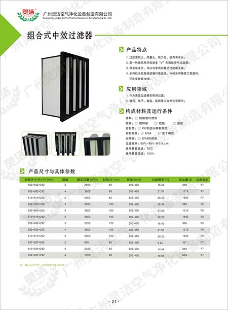 組合式中效V型過濾器/大風(fēng)量/W型/V型過濾器優(yōu)點(diǎn)